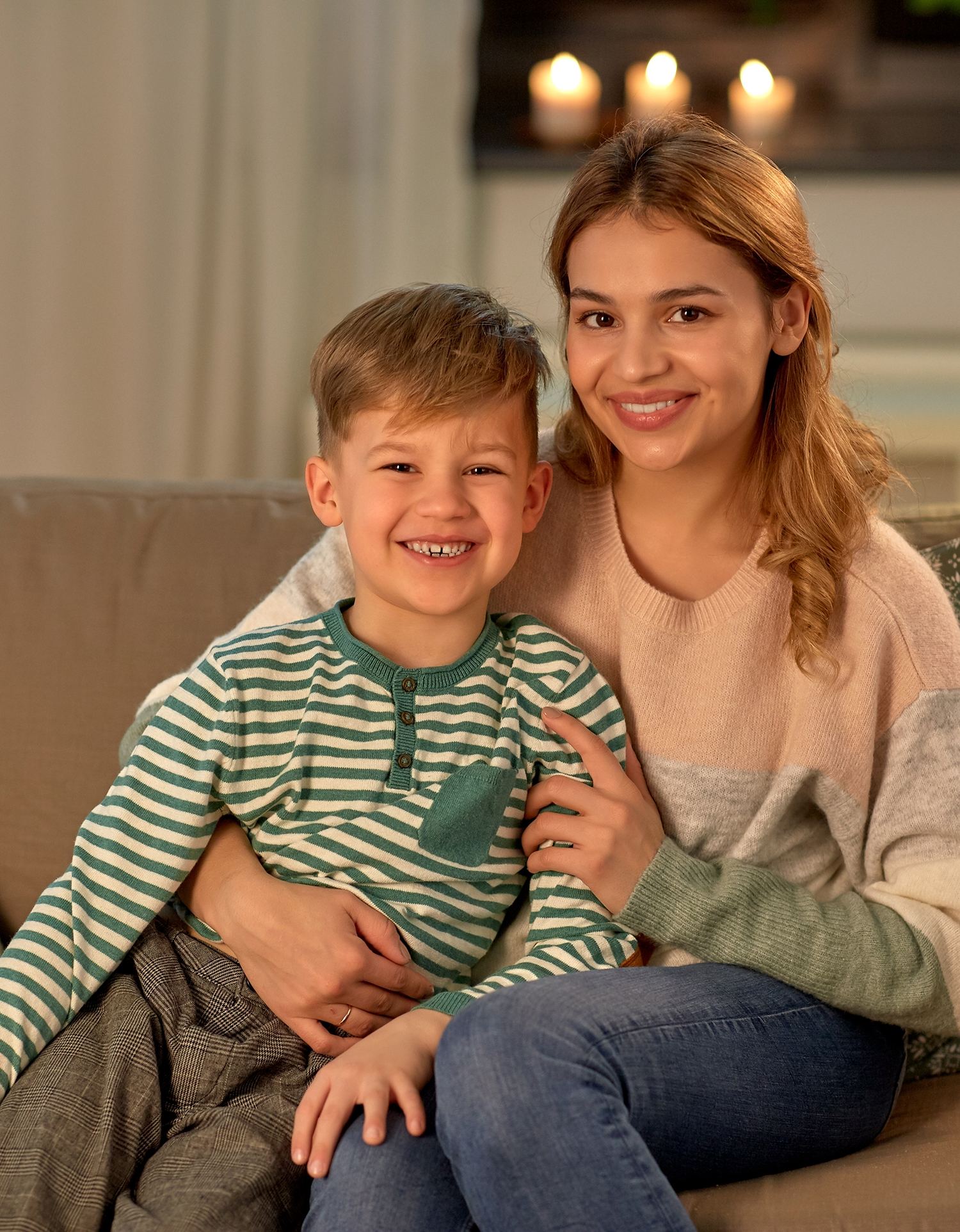 A parent and her son at home